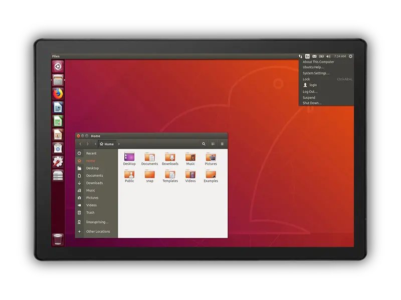 Vista frontal del terminal PVL113 con Linux Ubuntu 22.04 LTS y pantalla Full HD de 13,3 pulgadas