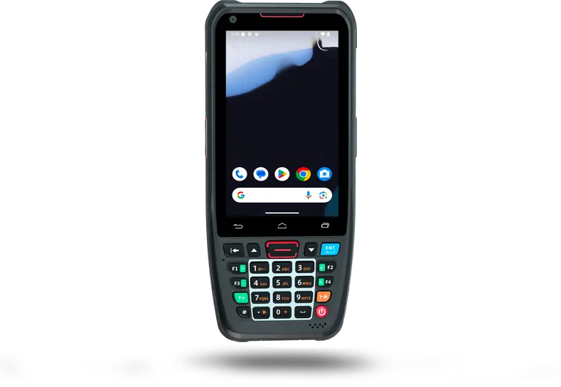 Terminal portátil industrial robusto RPN400 con teclado numérico y lector de códigos de barras integrado
